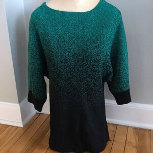 Notations green sparkle- black ombré sweater, S